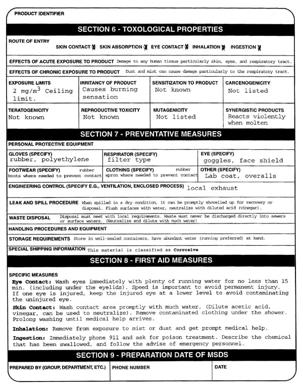 MSDS Sample - Part 2